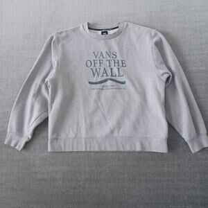 Vans Crewneck Sweatshirt Men L Gray Sweater Off The Wall Embroidery Casual Skate